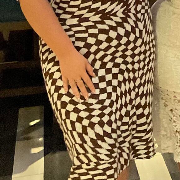 Wild Fable Target Brown and Cream Checkered Sweater Knit Midi Dress size L - Picture 3 of 3